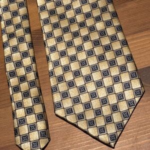 Pierre Cardin Gold and Black Geometric Silk Tie